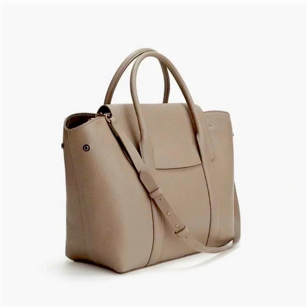 Cuyana Pebbled Leather Tan “Trapeze Satchel” Bag